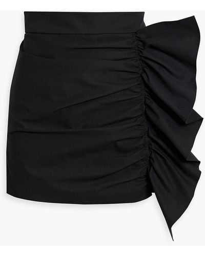 RED Valentino Skirt-effect Ruffled Piqué Shorts - Black