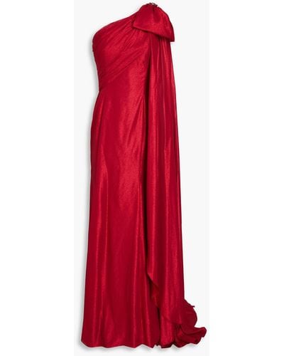 Jenny Packham Imogen One-shoulder Draped Gown - Red