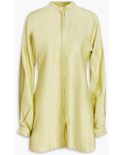 Bondi Born Bretagne Satin-twill Mini Shirt Dress - Yellow