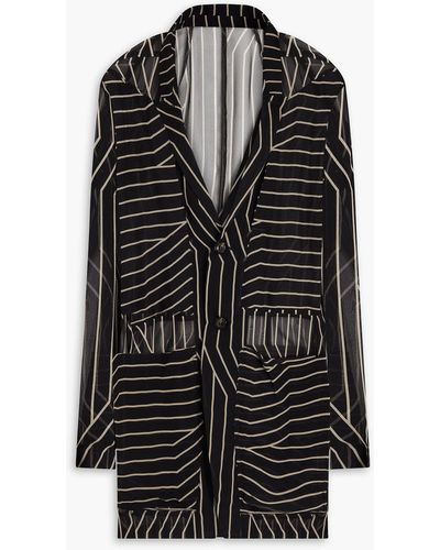 Rick Owens Striped Silk-voile Blazer - Black