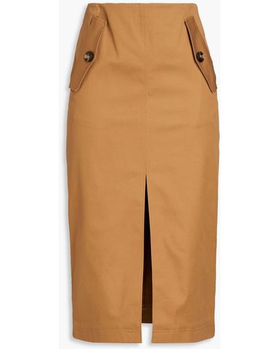 Carolina Herrera Cotton-blend Twill Pencil Skirt - Brown