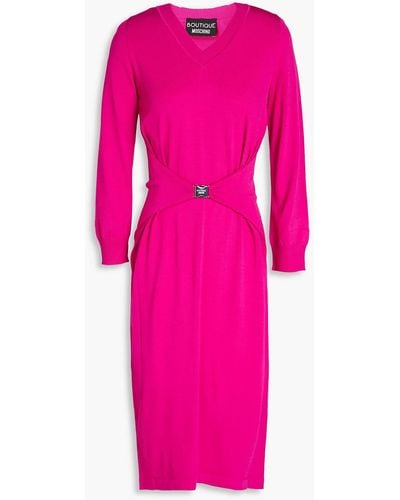Boutique Moschino Buckle-detailed Knitted Dress - Pink