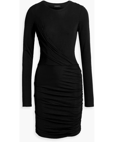 Rag & Bone Holly Wrap-effect Ruched Stretch-jersey Mini Dress - Black