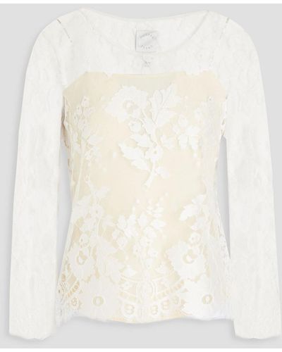 Huishan Zhang Cotton-blend Chantilly Lace Top - White