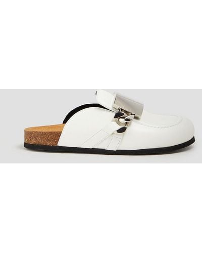 JW Anderson Embellished Leather Slippers - White