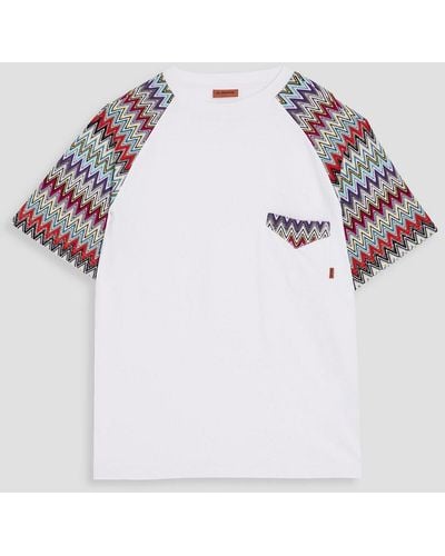 Missoni T-shirt aus baumwoll-jersey mit häkelbesatz - Weiß