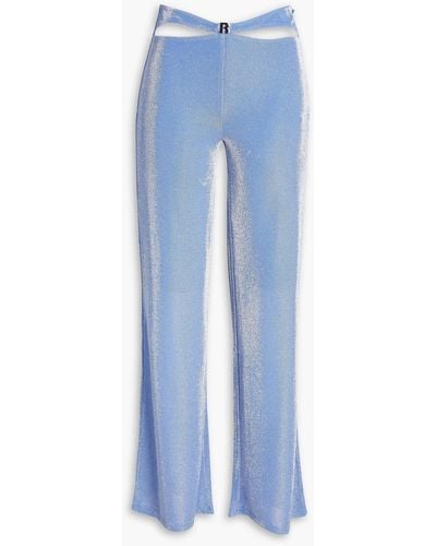 ROTATE BIRGER CHRISTENSEN Adora Cutout Metallic Stretch-jersey Wide-leg Trousers - Blue