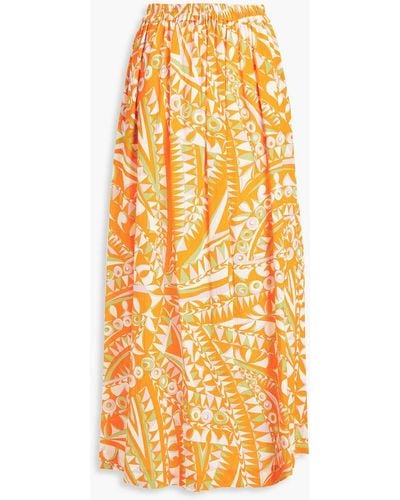 Emilio Pucci Printed Cotton-crepon Skirt - Orange