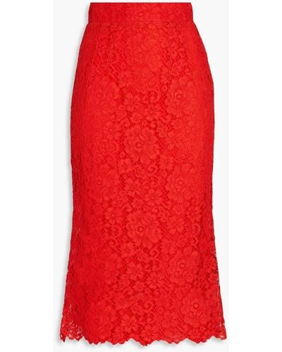 Dolce & Gabbana Cotton-blend Corded Lace Midi Skirt - Red