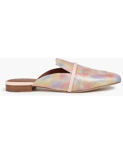 Malone Souliers Jada Leather-trimmed Printed Elaphe Mules - Multicolor