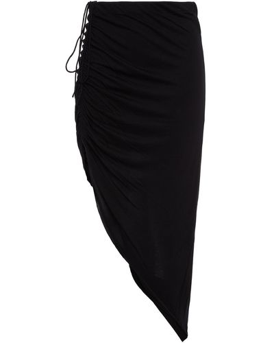 Helmut Lang Asymmetric Ruched Jersey Skirt - Black