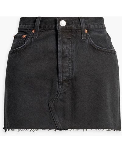 RE/DONE 90s Frayed Denim Mini Skirt - Black