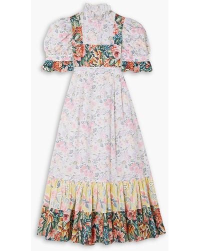 BATSHEVA + Laura Ashley Ruthin Paneled Floral-print Cotton-poplin Midi Dress - Multicolor