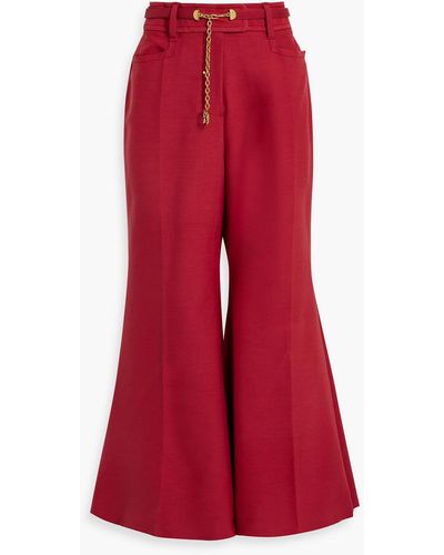 Zimmermann Cropped Wool-blend Fla Pants - Red