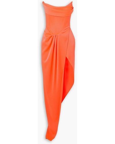 Alex Perry Harland Strapless Asymmetric Draped Satin-crepe Gown - Red