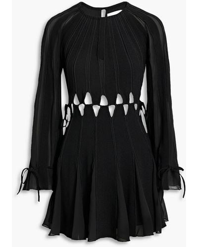 Jonathan Simkhai Chiffon-paneled Cutout Crepe Mini Dress - Black