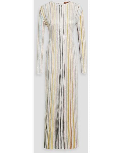 Missoni Sequin-embellished Striped Ribbed-knit Maxi Dress - White