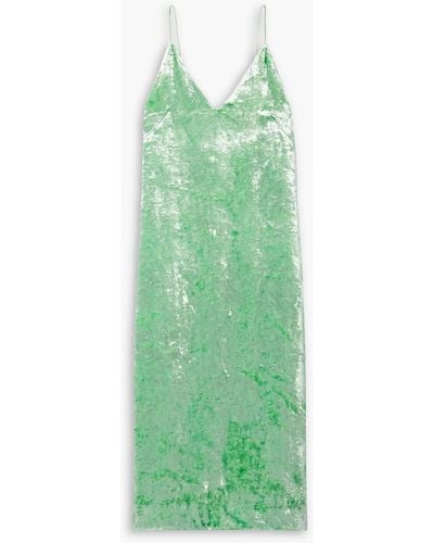 Jil Sander Open-back Crushed-velvet Midi Dress - Green