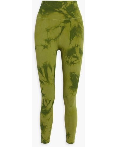 GOOD AMERICAN Tie-dyed Cotton-blend leggings - Green