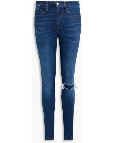 FRAME jagger Skinny-fit Distressed Denim Jeans - Blue