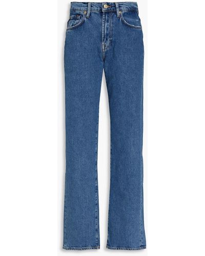 7 For All Mankind Tess Faded High-rise Straight-leg Jeans - Blue