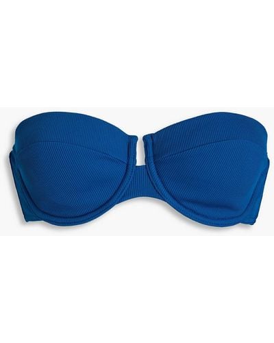 Zimmermann Ribbed Underwired Bandeau Bikini Top - Blue