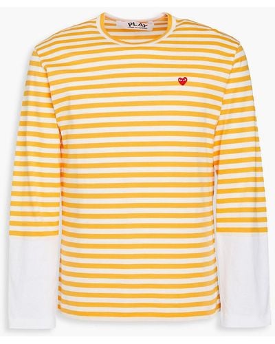 Comme des Garçons Appliquéd Striped Cotton-jersey T-shirt - Yellow