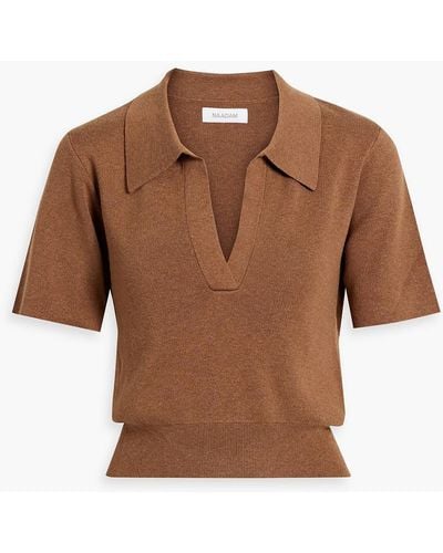 NAADAM Cutout Twisted Polo Sweater - Brown