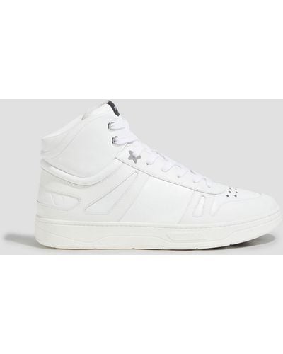 Jimmy Choo Appliquéd Laser-cut Leather High-top Sneakers - White