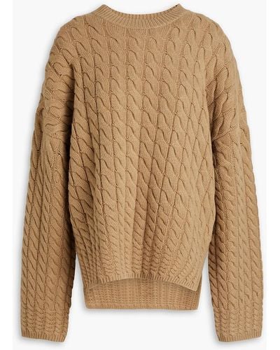 Theory Karenia pullover aus einer woll-kaschmirmischung mit zopfstrickmuster - Natur