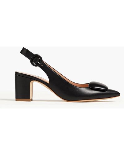 Rupert Sanderson Marina Embellished Leather Slingback Heels - Black