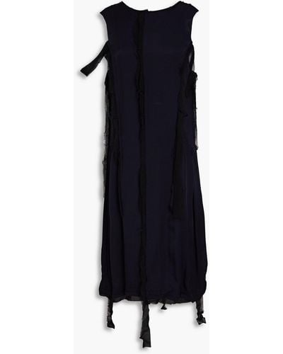 Maison Margiela Kleid aus twill mit chiffonbesatz - Schwarz