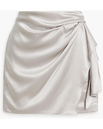 Michelle Mason Wrap-effect Draped Silk-satin Mini Skirt - White