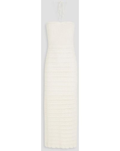 Ba&sh Cutout Pointelle-knit Cotton Halterneck Midi Dress - White