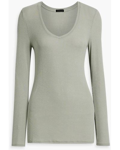 ATM Ribbed Stretch-modal Jersey Top - Green