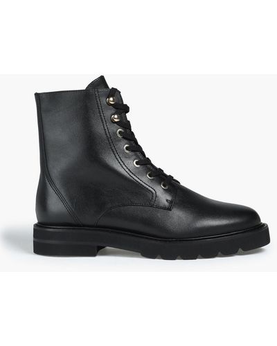 Stuart Weitzman Mila Leather Combat Boots - Black