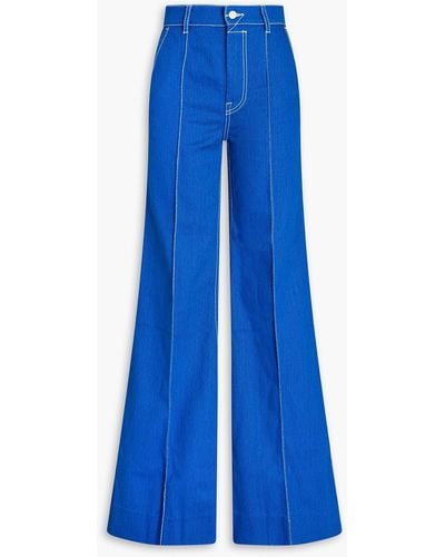 Zimmermann Embroidered High-rise Flared Jeans - Blue