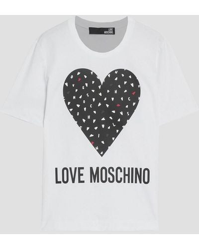 Love Moschino Printed Cotton-blend Jersey T-shirt - White