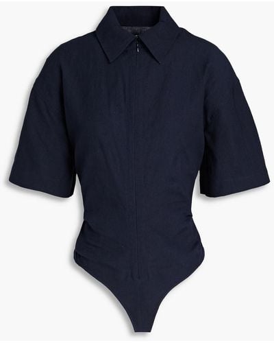 Jacquemus Baunhilha Cutout Hemp And Cotton-blend Bodysuit - Blue