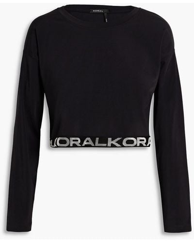 Koral Valor Appliquéd Cropped Jersey Top - Black