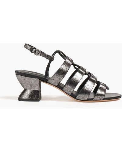 Ferragamo Sirmio Cracked-leather Sandals - Metallic