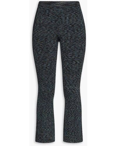 Theory Marled Ribbed-knit Flared Trousers - Black