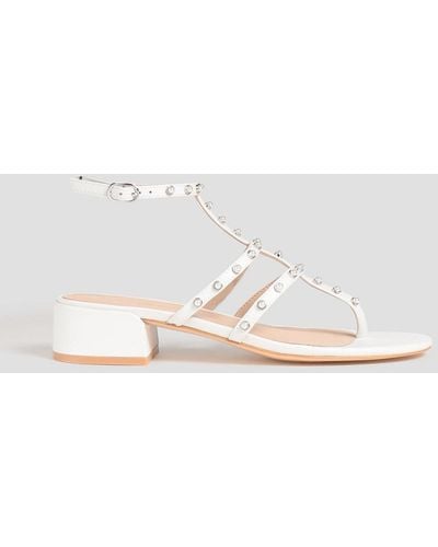 Stuart Weitzman Faux Pearl-embellished Leather Sandals - White