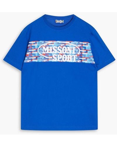 Missoni Flocked Printed Cotton-jersey T-shirt - Blue