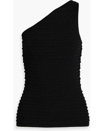Helmut Lang One-shoulder Jacquard-knit Top - Black