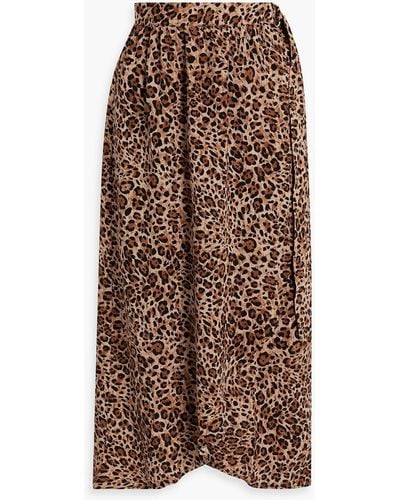 Melissa Odabash Devlin Gathered Leopard-print Voile Midi Wrap Skirt - Brown