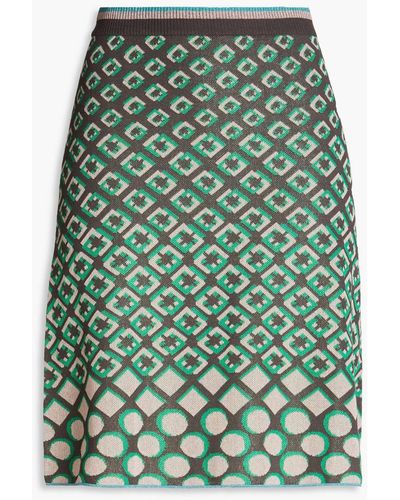 Diane von Furstenberg Metallic Jacquard-knit Mini Skirt - Green