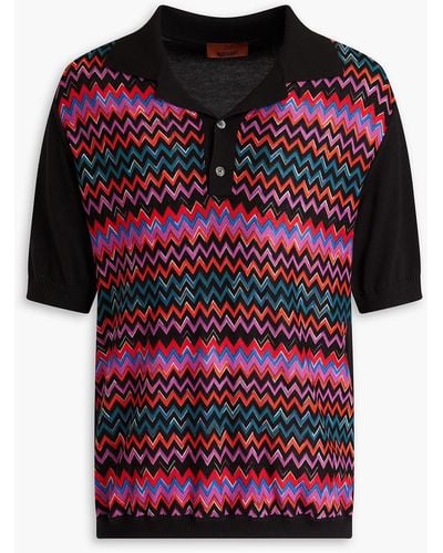 Missoni Crochet-knit Cotton-blend Polo Shirt - Red