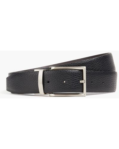 Canali Textured-leather Belt - Black