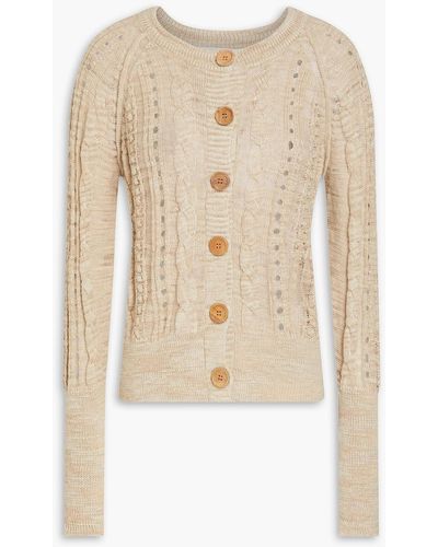 Veronica Beard Cable-knit Linen-blend Cardigan - Natural